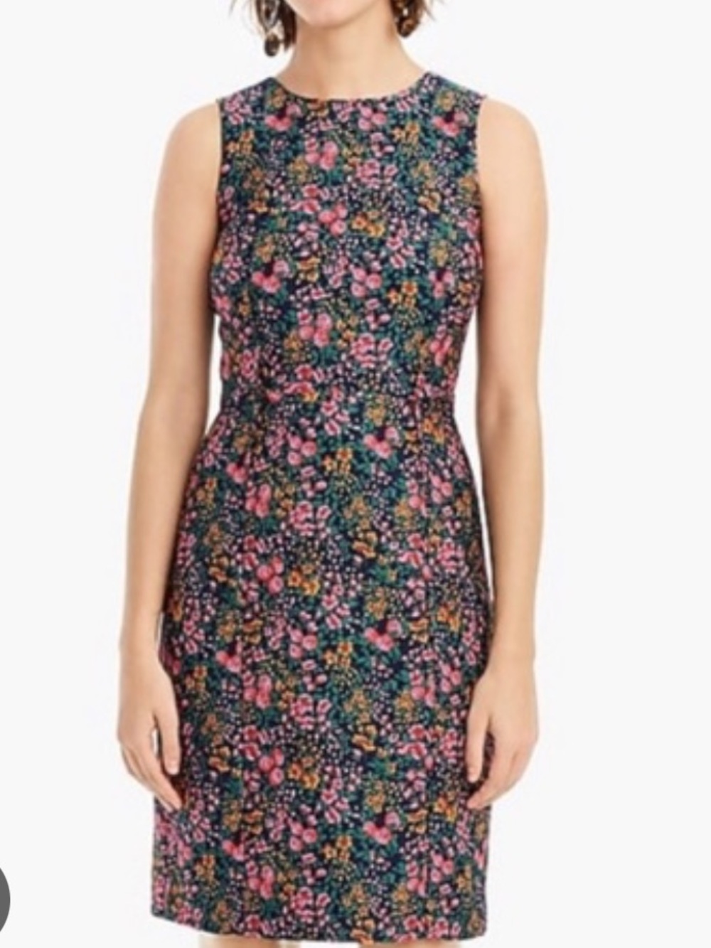 J. Crew Navy Botanical Floral Jacquard Sheath Dress Size 8